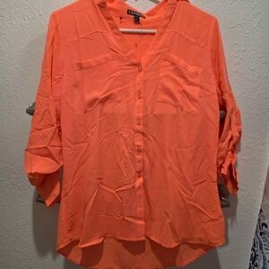 Express Women's Vibrant Coral Button-Down Shirt